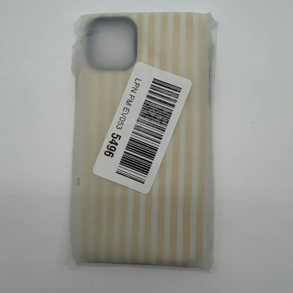 Yellow White Striped Glossy Lightweight Hard Patterned Case for iPhone 15